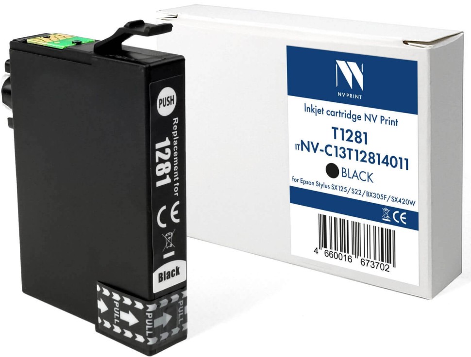 Картридж NV Print T1281 (NV-C13T12814011) Black для Epson Stylus SX125/ S22/ BX305F/ SX420W, чёрный, 15мл
