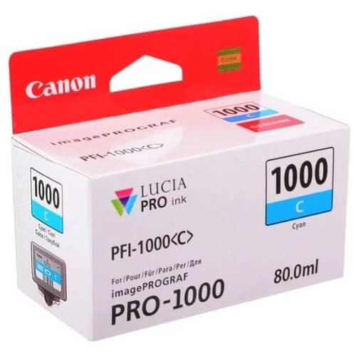 Картридж оригинальный Canon PFI-1000 C 0547C001 для принтера Canon Pixma MG5740/ MG6840/ MG7740, Cyan, 80 мл