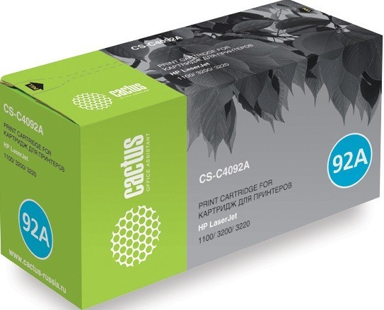 Картридж Cactus C4092A (CS-C4092A) для принтеров HP LaserJet 1100/ 3200/ 3220 черный 2500 страниц