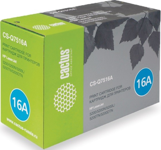 Cactus Q7516A (CS-Q7516A) Картридж для принтеров HP LJ 5200/ 5200l/ 5200n/ 5200tn/ LBP 3500, черный 12к (новый, совместимый)