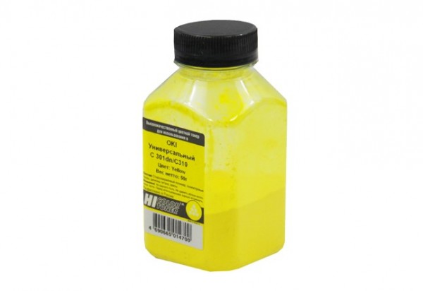 Тонер Hi-Black Универсальный для Oki С301dn/ C310, Yellow, 50 г, банка