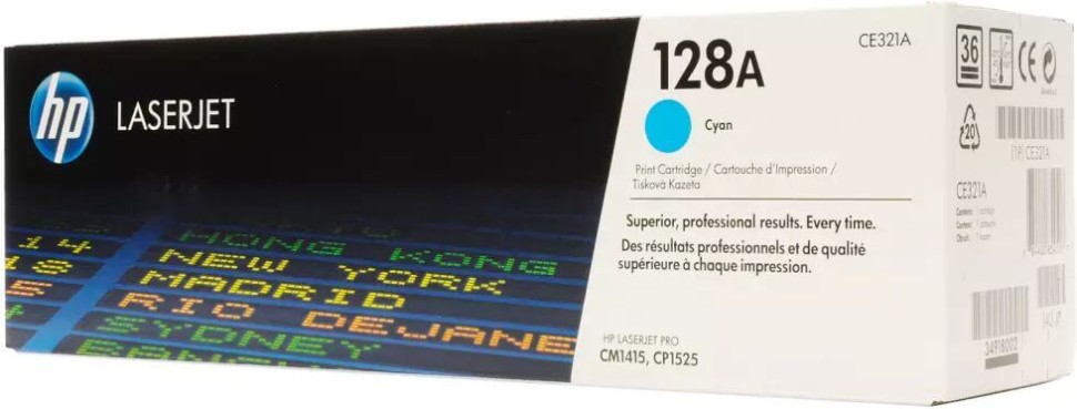 Картридж HP CE321A (128A) оригинальный для принтера HP Color LaserJet Pro CP1525N/ CP1525NW/ CM1415 mfp cyan, 1300 страниц