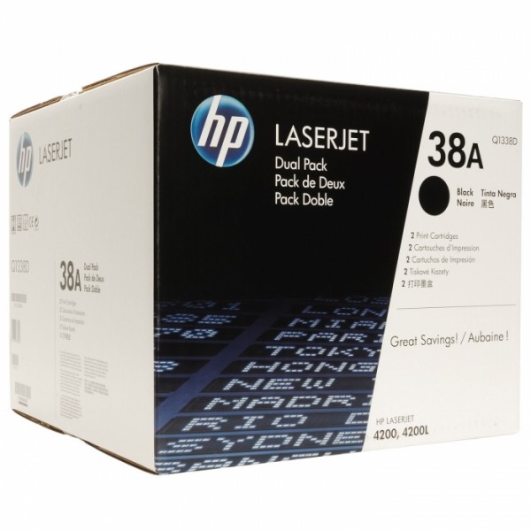 Картридж HP Q1338D (38A) оригинальный для принтера HP LJ4200 2-pack black, 2 x 12000 страниц