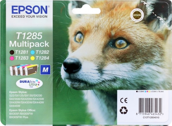 Epson C13T12854010 / C13T12854012 картридж оригинальный для Epson S22/ SX125 (желтый, голубой, пурпурный, черный) (cons ink)