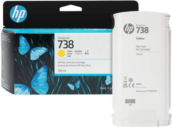 Картридж HP №738 (498N7A) Yellow оригинальный для HP DesignJet T850/ T950 (36"), жёлтый, 130мл