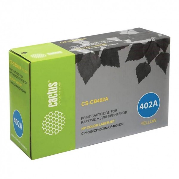 Картридж лазерный Cactus CS-CB402AV для HP CLJ CP4005/ CP4005DN/ CP4005N желтый, 7500 стр.