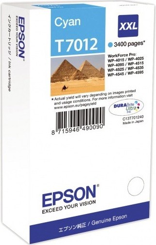 Epson C13T70124010 оригинальный картридж для Epson WP 4000/4500 Series Ink XXL, Cyan, 3.4k