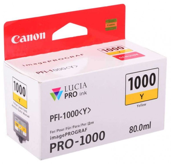 Картридж оригинальный Canon PFI-1000 Y 0549C001 для принтера Canon Pixma MG5740/ MG6840/ MG7740, Yellow, 80 мл