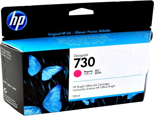 Картридж HP №730 (P2V63A) Magenta оригинальный для HP DesignJet T1700/ T1600/ T2600, пурпурный, 130 мл.