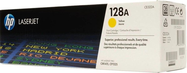 Картридж HP CE322A (128A) оригинальный для принтера HP Color LaserJet Pro CP1525N/ CP1525NW/ CM1415 mfp yellow, 1300 страниц