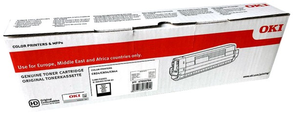 Картридж OKI (47095704/47095708) оригинальный для принтера OKI C824/ C834/ C844, чёрный, 5000 стр.