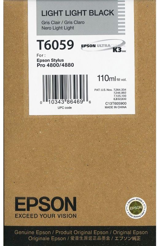 T6059/ C13T605900 (light light black) Картридж Epson оригинальный для Stylus Pro 4800/ 4880, светло-чёрный, 110ml