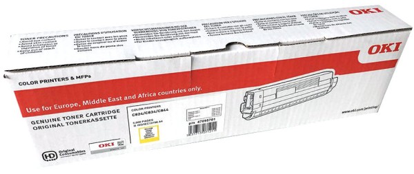 Картридж OKI (47095701/47095705) оригинальный для принтера OKI C824/ C834/ C844, жёлтый, 5000 стр.
