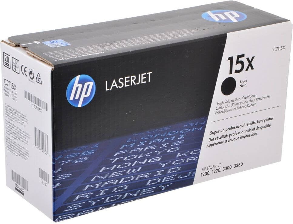 Картридж HP C7115X (15X) оригинальный для принтера HP LaserJet 1200/ 1200n/ 1220/ 3300mfp/ 3310dp/ 3320n/ 3320mfp/ 3330mfp/ 3380 black, 3500 страниц