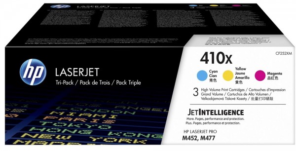 Набор картриджей HP CF252XM (CF411X+CF412X+CF413X) (410X) оригинальный для принтера HP Color LaserJet Pro M377/ M477/ M452, 3* 5000 страниц