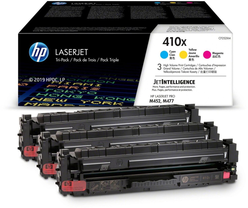 Набор картриджей HP CF252XM (CF411X+CF412X+CF413X) (410X) CMY оригинальный для HP Color LaserJet Pro M377/ M477/ M452, 3*5000 страниц