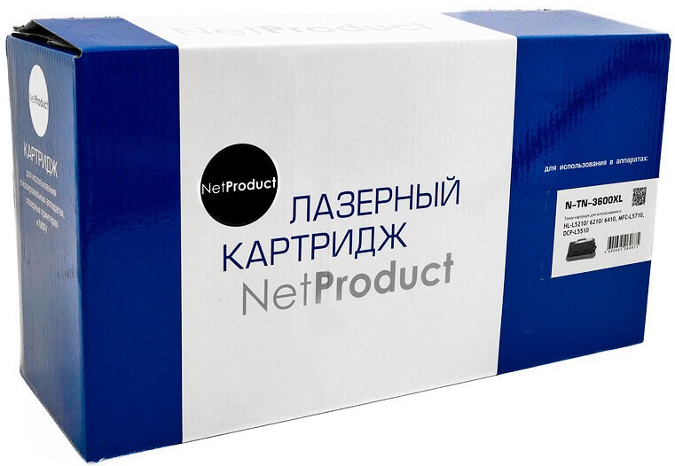Тонер-картридж NetProduct TN-3600XL (N-TN-3600XL) для Brother HL-L5210/ L5215/ L6210/ L6410/ L6415, MFC-L5710/ L5715/ L6710/ L6910/ L6915, 6K