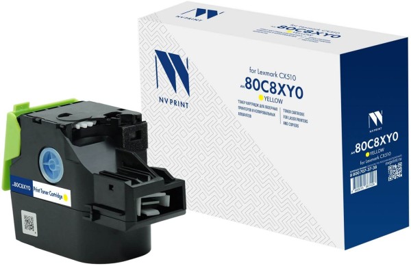 Картридж NV Print 80C8XY0 (NV-80C8XY0) Yellow для Lexmark CX510de/ CX510dhe/ CX510dthe, жёлтый, увеличенный, 4000 стр.