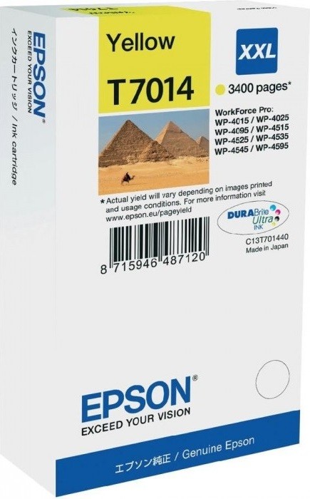 Epson C13T70144010 оригинальный картридж для Epson WP 4000/4500 Series Ink XXL, Yellow, 3.4k