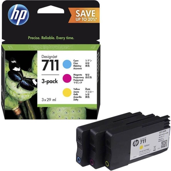 Набор картриджей HP №711 (P2V32A) CMY оригинальный для Designjet T120/T520, голубой, пурпурный, желтый, 3*29 мл.