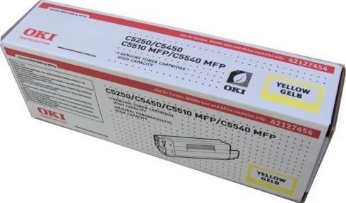 Картридж OKI (42127492/42127454) оригинальный для принтера OKI C5250/ C5450/ C5510MFP/ C5540MFP, жёлтый, 5000 стр.