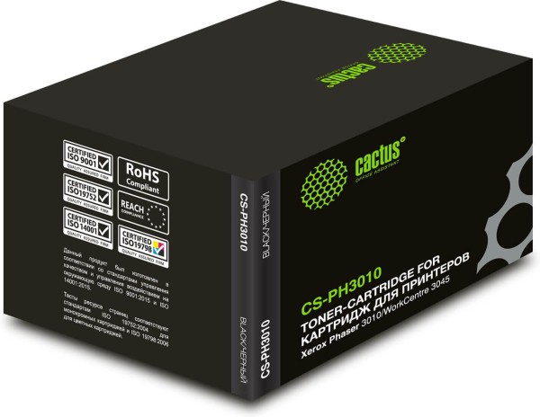 Картридж Cactus 106R02181 (CS-PH3010) для принтеров Xerox Phaser 3010/ 3040, WorkCentre 3045, чёрный, 1000 стр.