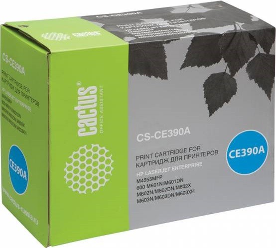 Cactus CE390A Картридж (CS-CE390A) для принтеров HP LaserJet M4555MFP, черный, 10 000 стр.