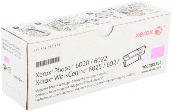 Картридж Xerox 106R02761 оригинальный для Xerox Phaser 6020/ 6022, WorkCentre 6025/ 6027, magenta, (1000 страниц)