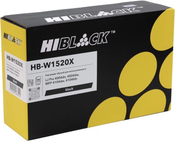 Картридж Hi-Black W1520X (HB-W1520X-NC) Black (без чипа) для HP LaserJet Pro 4004/ MFP 4104, чёрный, увеличенный, 9,7K