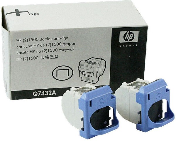 Картридж со скрепками HP Q7432A оригинальный для принтера HP LJ M2727/ M3035/ 3390/ 3392/ CM3530/ M525/ M575, 2*1500 шт.