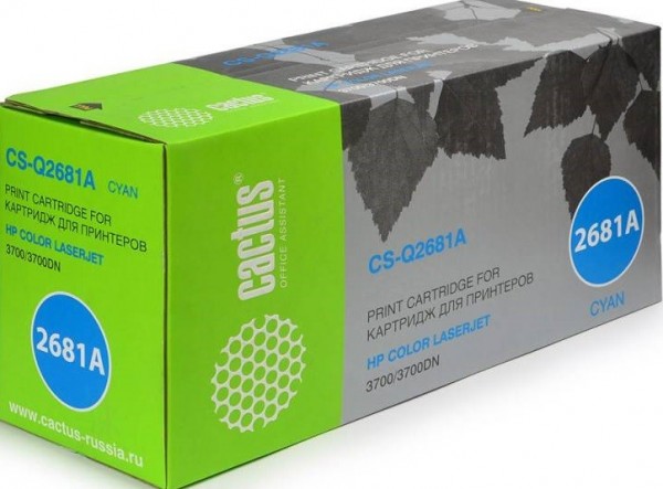 Картридж Cactus Q2681AV (CS-Q2681AV) для принтеров HP Color LaserJet 3700 голубой 6000 страниц