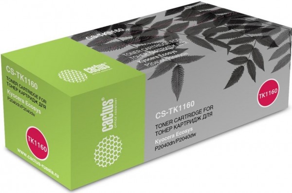 Картридж Cactus TK-1160 (CS-TK1160) для принтеров Kyocera Ecosys P2040dn/ P2040dw черный 7200 страниц