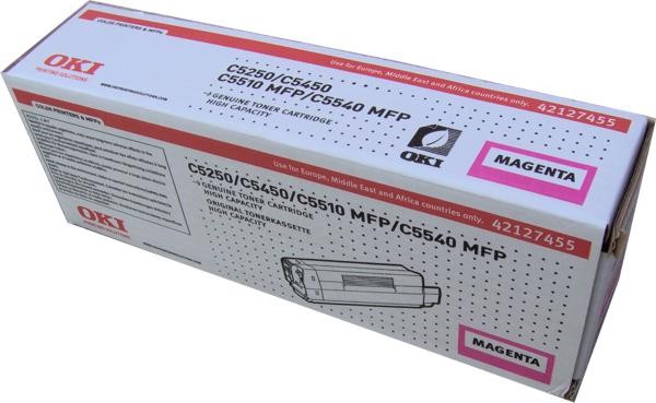 Картридж OKI (42127493/42127455) оригинальный для принтера OKI C5250/ C5450/ C5510MFP/ C5540MFP, пурпурный, 5000 стр.