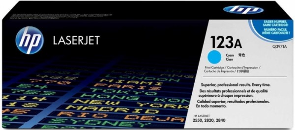 Картридж HP Q3971A (123A) оригинальный для принтера HP Color LaserJet 2550/ 2820/ 2840 cyan, 2000 страниц