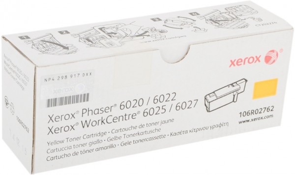 Картридж Xerox 106R02762 оригинальный для Xerox Phaser 6020/ 6022, WorkCentre 6025/ 6027, yellow, (1000 страниц)