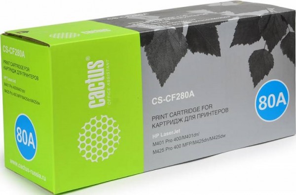 Cactus CF280A (CS-CF280AS) Картридж для принтеров HP LJ Pro 400 M401/ Pro 400 MFP M425, черный 2,7к (новый, совместимый) cactus