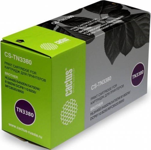 Картридж Cactus TN-3380 (CS-TN3380) для принтеров Brother HL-5440D/ 6180D/ DCP-8110DN/ 8250DN/ MFC-8520DN/ 8950DW черный 8000 страниц