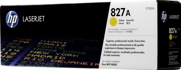 Картридж HP CF302A (827A) Yellow оригинальный для принтера HP Color LaserJet Enterprise MFP M880, 32000 страниц