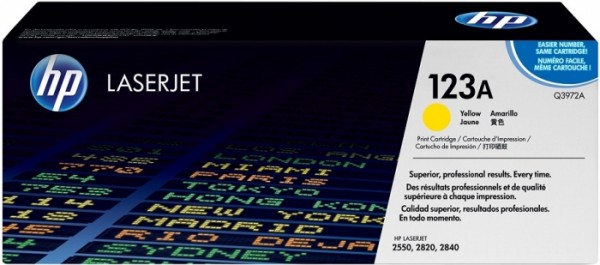 Картридж HP Q3972A (123A) оригинальный для принтера HP Color LaserJet 2550/ 2820/ 2840 yellow, 2000 страниц
