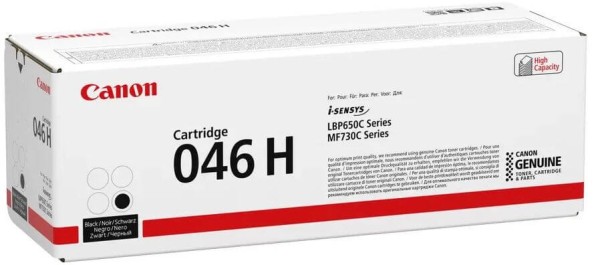 Картридж Canon 046HBK (1254C002) Black оригинальный для Canon i-SENSYS LBP653Cdw / LBP654Cx, чёрный, увеличенный, 6300 страниц