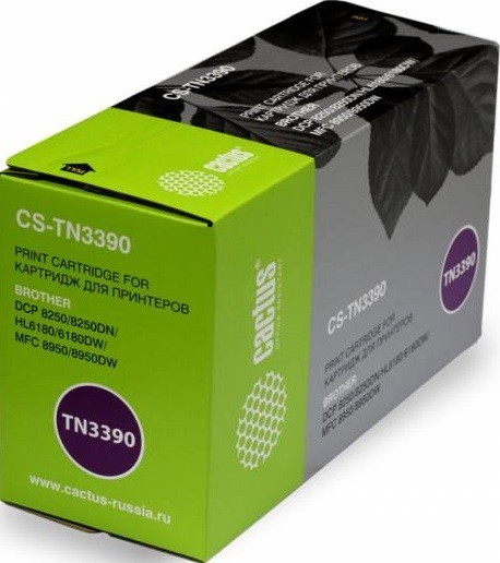 Картридж Cactus TN-3390 (CS-TN3390) для принтеров Brother DCP-8250/ 8250DN/ HL6180/ 6180DW/ MFC-8950 черный 12000 страниц