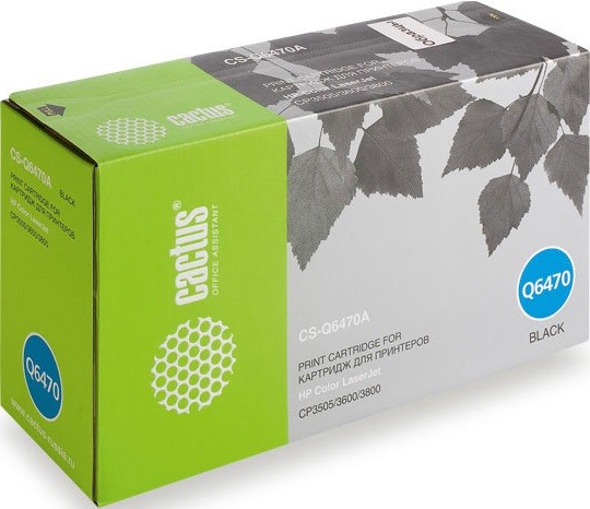 Cactus Q6470A Картридж (CS-Q6470A) для принтера HP Color LaserJet CP3505/ 3600/ 3800, черный, 6000стр.