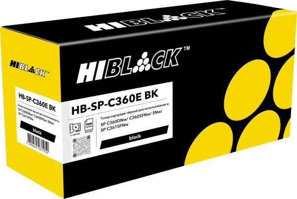 Тонер-картридж Hi-Black (HB-SPC360BK) для Ricoh Aficio SPC360DNw/SFNw/SNw/SPC361SFNw, Bk, 7K (с чипом)