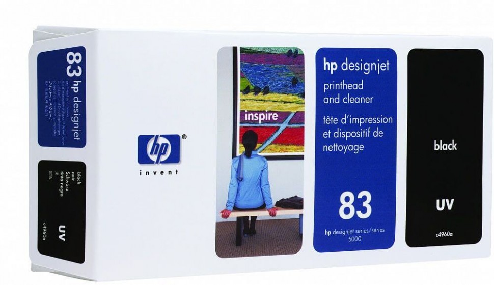 HP №83 (C4960A) UV Dye печатающая головка и очиститель Printhead/Cleaner оригинальный для HP Designjet 5000/ 5000PS/ 5500/ 5500PS, чёрный