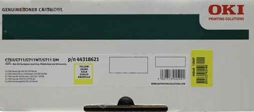 Картридж OKI (44318621) оригинальный для принтера OKI C711/ C710, жёлтый, 11500 стр.
