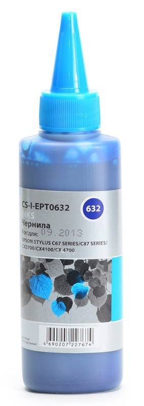 Чернила Cactus CS-I-EPT0632 для принтеров Epson St C67series/ C87series/ CX3700/ CX4100, голубой 100мл