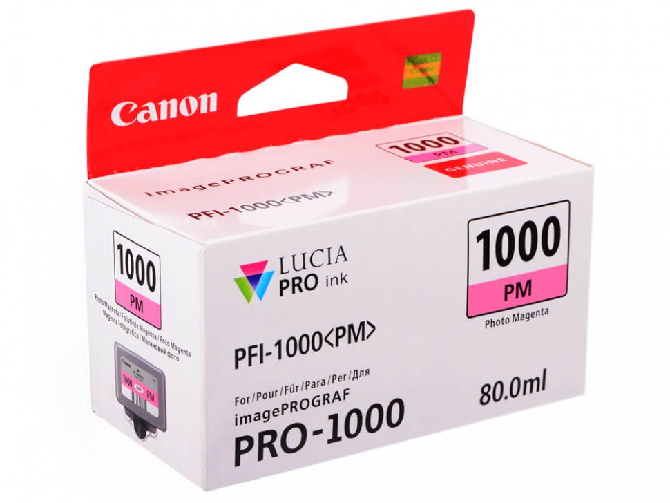 Картридж оригинальный Canon PFI-1000 PM 0551C001 для принтера Canon Pixma MG5740/ MG6840/ MG7740, Photo Magenta, 80 мл