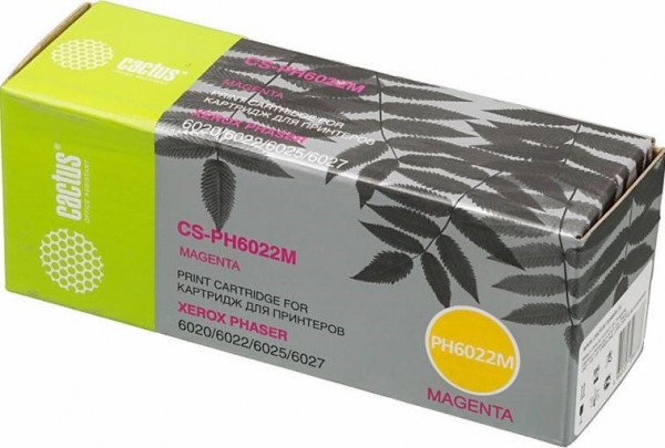 Картридж Cactus 106R02761 (CS-PH6022M) для принтеров Xerox Phaser 6020/ 6022/ WorkCentre 6025/ 6027 пурпурный 1000 страниц