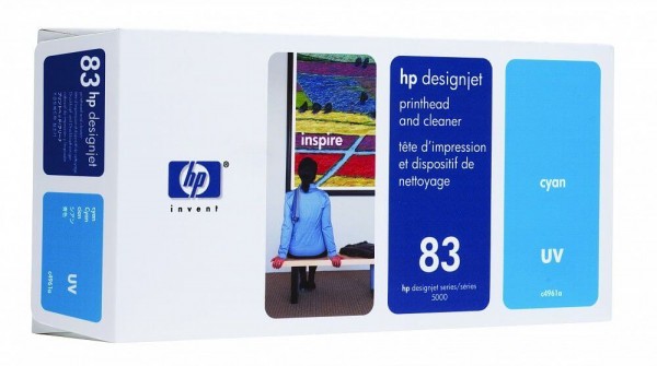 HP №83 (C4961A) UV Dye печатающая головка и очиститель Printhead/Cleaner оригинальный для HP Designjet 5000/ 5000PS/ 5500/ 5500PS, голубой