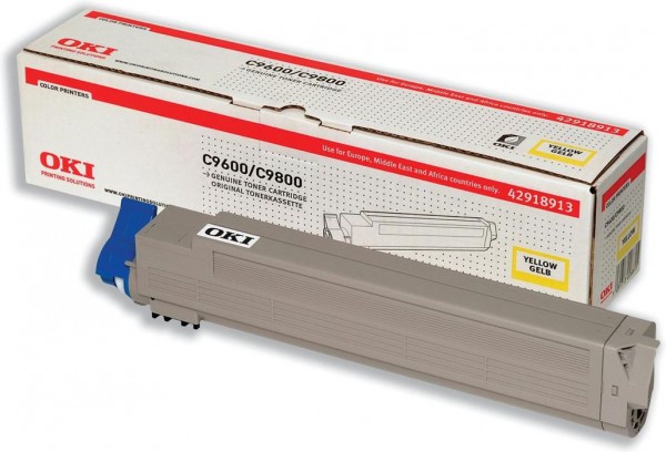 Картридж OKI (42918913/42918961) оригинальный для принтера OKI C9600/ C9650/ C9655/ C9800/ C9850, желтый, 15000 стр.